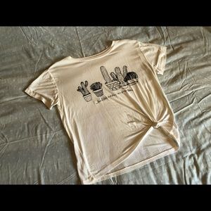 Succulent/Cactus White Crop Top (Size M)
